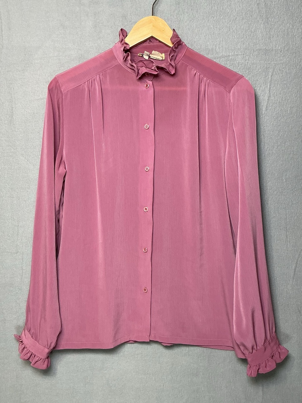 Gordon of Philadelphia Likely Vintage Mauve Ruffle Blouse Made USA Size 10